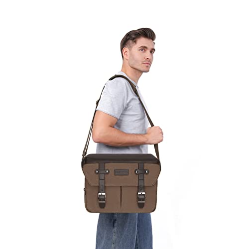 Mosiso Camera Case Crossbody Shoulder Messenger Bag, Dslr/Slr/Mirrorless Photography Vintage Pu Leather Flap Gadget Bag With Rain Cover Compatible With Canon/Nikon/Sony Camera And Lens, Brown #TOP5