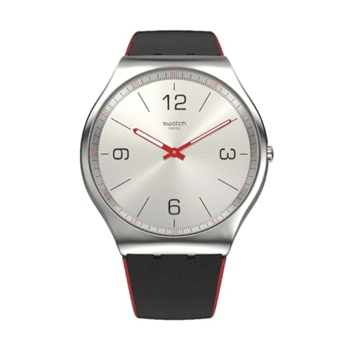 Swatch montre homme quartz suisse SS07S104 boîtier fin et cuir noble