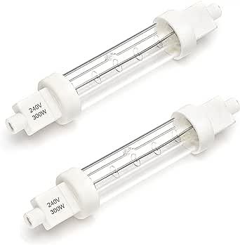 Catering Parts UK Heat Lamps 240v 300w Gantry Lights Jacketed Food Lamp 118mm R7S Part No LMP 101 Push Fit (2)
