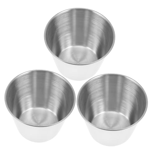 HOLIDYOYO 3個 ステンレス製ソースカップ 家用小型ディップボウル 軽量コンパクトで持ち運び便利 パーティーやティームに 衛生的で な調味料