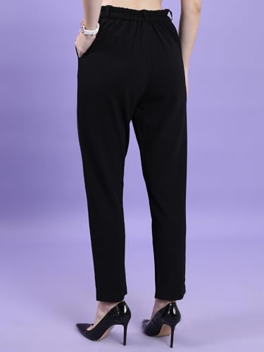 Image of Tokyo Talkies Tapered Fit Trousers |Ankle Length Ultrasoft |Formal Workwear |Cigarette Pants