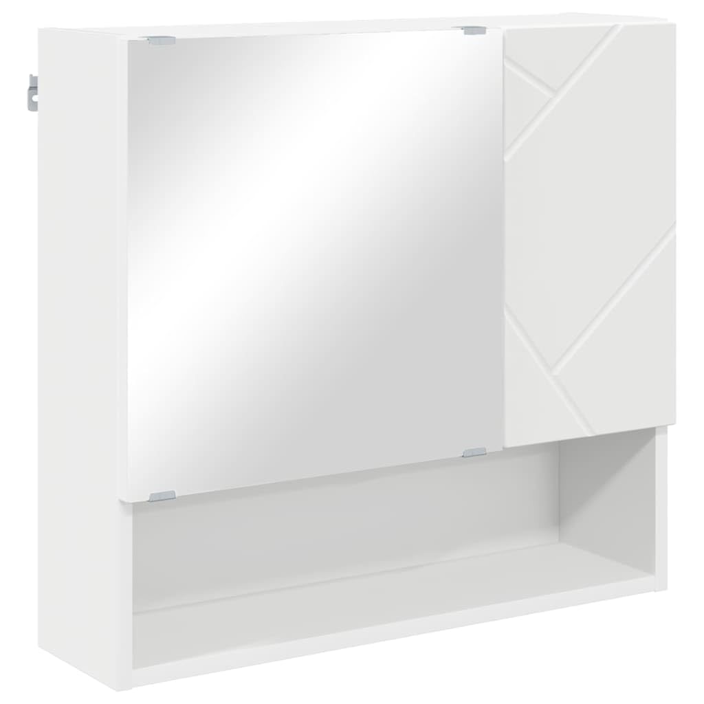 Genérico Armario Espejo Blanco 59x17x55cm Madera Ingeniería | Montaje en pared, puerta con bisagras, almacenamiento cosméticos, diseño minimalista