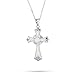 Creato Bianco Opale CZ Christian Eternal Circle Botonee Cross Pendant Collana per Donna per Adolescente 925 Sterling Argento