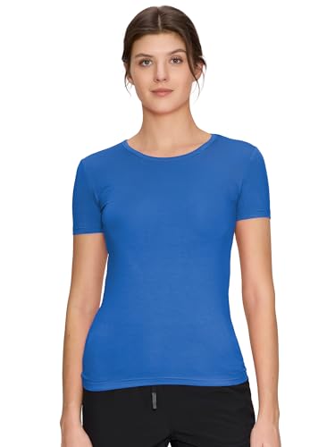 COZY SCRUBS Womens Underscrubs Short Sleeve - Crew Neck Scrubs Tee Silky Knit Undershirts for Nurse (Previously COZYFIT) Royal Blue M