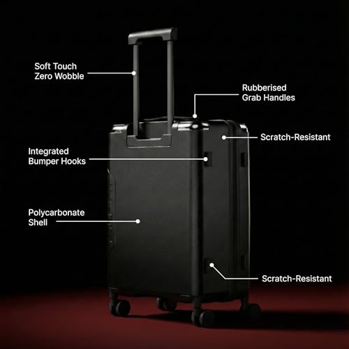 Image of WNTR Dawn X Medium Luggage 75L, Lightweight Hard Shell Carry On Trolley Bag with TSA Lock, 360 Spinner Wheels, Lightweight Trolley Bags for Travel (Obsidian Black)
