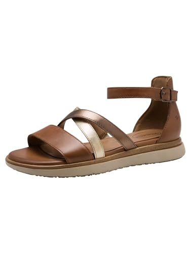 Tamaris Comfort Damen Sandalen flach mit Klettverschluss Geschlossene Ferse, Mehrfarbig (Nut Comb), 40 EU