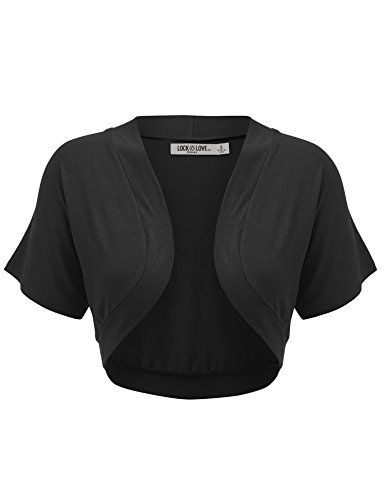 Lock and Love Women's Versatile Open Front Lightweight Short Sleeve Bolero Shrug