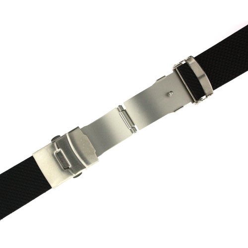 Watch Band Rubber Waterproof Strap Adjustable Stainless Steel Black 20 Millimeter #TOP2