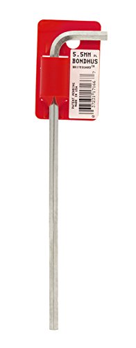 Bondhus 17166 Tagged and Barcoded 5.5mm Ball End Tip Hex Key L-Wrench with BriteGuard Finish, 172mm