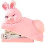 Honagu Cute Stapler, Cartoon Stéréoscopique Silicone Stapleur, Papeterie de bureau Cadeau pour les enseignants d'élèves (Pink Rabbit)