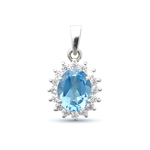 Pendentif topaze bleu ciel en argent 925 breloque bohème
