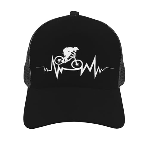 Mountain Bike Heartbeat Unisex Mesh Baseball Caps - Classic Adjustable Hat3
