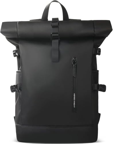 hk Mochila Enrollable Mochilas Roll-Top Hombre y Mujer Impermeable con puerto USB para 15.6 Pulgadas Portátil Antirrobo Grande 23L para Viaje Camping Ciclismo Escuela y Deporte-Negro