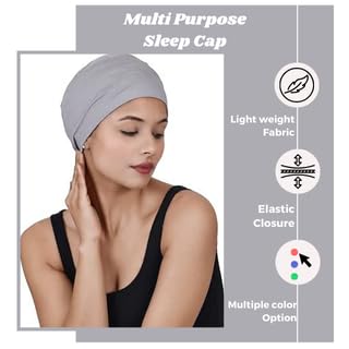 Image of The Headscarves Women Silky Soft Bamboo Viscose Sleep Cap for Hair Loss Chemo Headwear Skull Cap Free Size (Multicolor) (HS3 Multicolor)