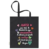 xulisimo Bolsa tote bag negra personalizada con asas largas de algodón 100% | Bolsa reutilizable y ligera para regalo, compras, eventos, detalles originales, Diseño frases (Que todo lo bueno te siga)