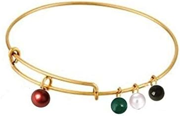 Gold Plated Bangle Bracelet for Women National Day of the UAE Flag Colors Beads