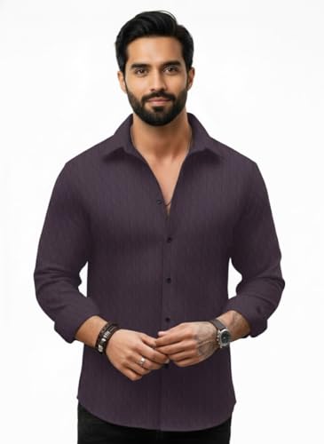 Image of Amazon Brand - INKAST Men's Regular Fit Button Down Dress Shirts Textured Long Sleeve Casual Hawaiian Shirt