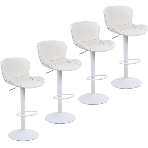 Chaises de comptoir modernes blanches en cuir synthétique de bar - 2