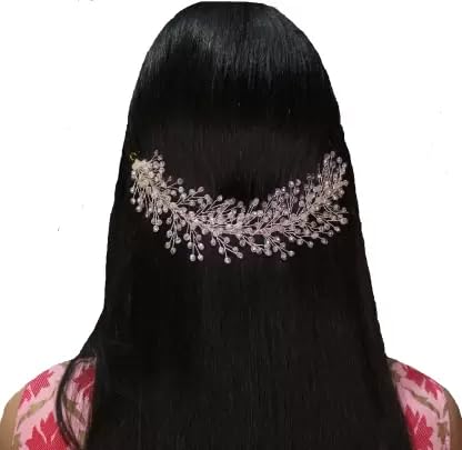 Rubela Pink Crystal Tiara/Vine/Hair Brooch/Hair Band/Bun Clip Hair Accessory Set