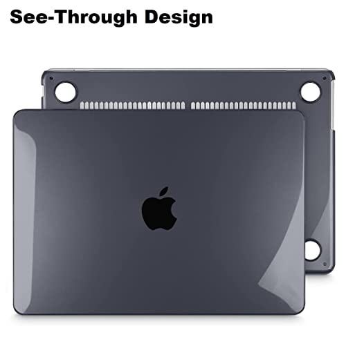 Image of Midkart Case Compatible with MacBook Air 13.6 inch M5 M4 M3 M2 Release 2026-2022 A3449 A3240 A3113 A2681 Touch ID Hard Shell Cover Keyguard Dust Plugs for MacBook Air 13 inch Case, Transparent Black