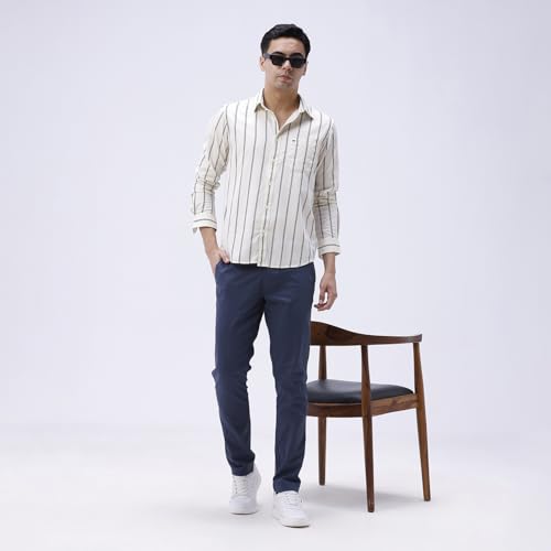 Image of BASICS Premium Cotton Stretch Formal Trousers for Men | Office Pants