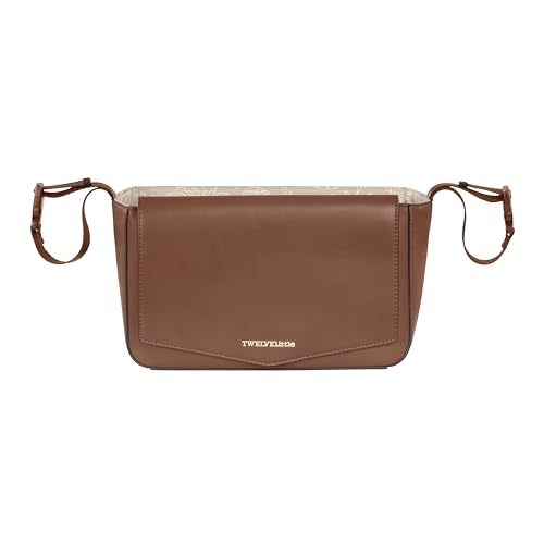 Image of TWELVElittle Stroller Organizer Peek A Boo Stroller Caddy 2.0, Travel caddy with Wipes Case in Vegan Leather, Toffee