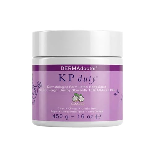 Image of DERMAdoctor KP Bump Eraser Coconut Body Scrub with 10% AHAs + PHAs for Keratosis Pilaris, Dry, Rough & Bumpy Skin, Dermatologist Formulated Exfoliating Scrub with Glycolic and Lactic acids - 16 fl oz