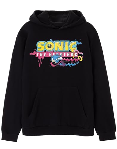 Sonic the Hedgehog hoodie noir homme au style graphique psychédélique et vibrant
