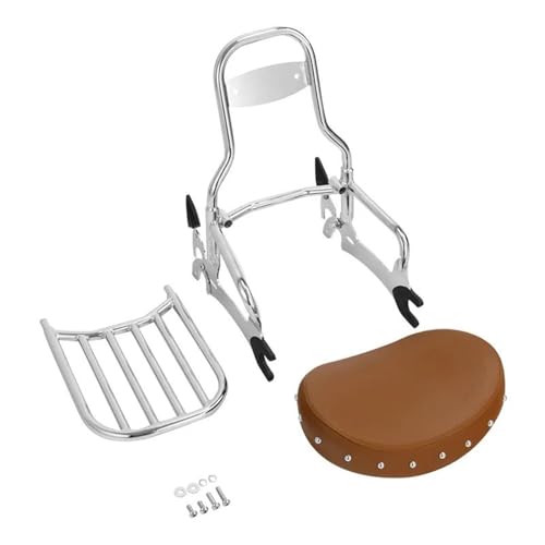 Beifahrer-Rückenlehne Motorradzubehör Für Indian Für Roadmaster Classic 2017–2018, Gepäckträger Hinten, Sissy Bar, Mit Rückenlehne(Tan Chrome)
