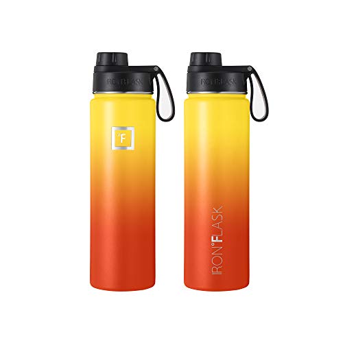Iron °Flask Sports Water Bottle - 22 Oz, 3 Lids (Spout Lid), Leak Proof, Vacuum Insulated Stainless Steel, Double Walled, Thermo Mug, Metal Canteen #TOP2