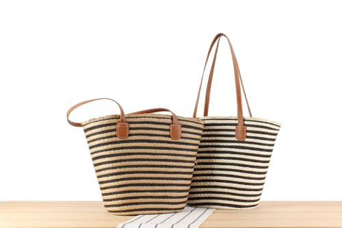Image of Teeya Straw Crossbody Bag Women Weave Shoulder Bag Round Summer Beach Purse and Handbags