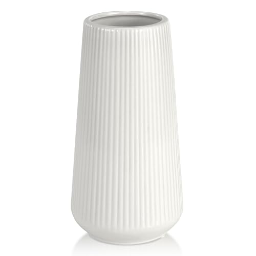 White Ceramic Vase, GUKJOB Small Cute Flower Vase