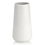 White Ceramic Vase, GUKJOB Small Cute Flower Vase for Pampas Grass, Home, Living Room, Dining Table, Farmhouse, Office Decor, Bedroom, Table, and Kitchen Shelf (White)