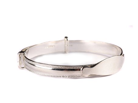 Brazalete expansible liso de plata 925 para bautizos y bebés