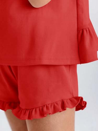 Image of Haloumoning Girls Summer Clothing Sets Ruffle Tank Tops and Shorts | 2 Piece Outfits