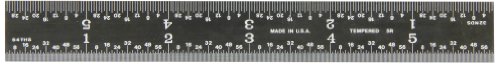 Fowler 52-347-006 Rigid Stainless Steel EZ Read Rule with Black Finish, 5R Graduation Interval, 6" L x 0.75" W x 0.035" Thick image 4