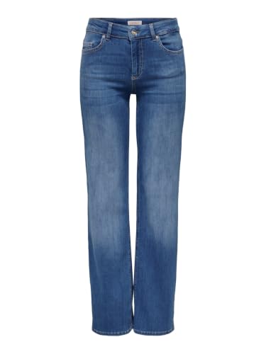 ONLY Vaqueros de Mujer Straight Fit Cintura Media Bolsillos prácticos Cierre de Cremallera, Color:Azul 3, Talla:L / 32L, Largo de la Pierna:L32