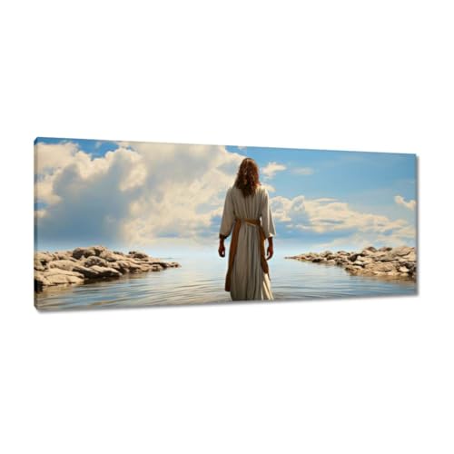 Peinture Jésus sur l'eau imprimée sur toile decoration murale tableau de 100 x 40 cm H10272Z