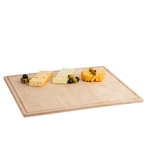 Hammont Bamboo Cutting Board Tray - Eco Friendly Kitchen Gadget - 2 Pack - Wooden Serving Trays For Meat, Vegetables, Cheese And Charcuterie Board - Home And Kitchen Essentials - 18"L X 18"W X 0.5"H #TOP1