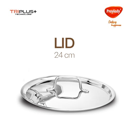 Image of Praylady TRIPLUS 3-Piece Triply Cookware Set | 24cm Kadai + 24cm Lid + 22cm Frypan | Triple-Layered Stainless Steel-Aluminum | Works on Induction, Gas & All Cooktops(3-Piece Triply Cookware Set)