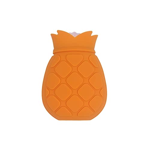 JINGYAN Termofory Pineapple Hot Water Torba z pokrywą dzianiny dla żołądka talii ręcznie podgrzewacza ogrzewanie silikonowe napełnianie wody butelka zima ciepły(Orange)