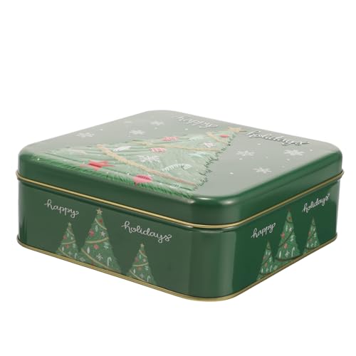 OUNONA クリスマスデザイン ブリキ製キャンディボックス 蓋付き 小型クッキー収納ケース フェスティバル用 ボックス お菓子やビスケットの保管に