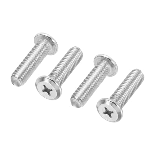 PATIKIL Vis à Tête Ronde Plate Phillips, Lot de 4 Vis de Reliure M10-1,5 x 35 mm en Acier Inoxydable 304 18-8 Filetage Complet, Vis de Machine à Tête Phillips, pour Meubles
