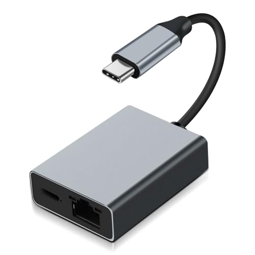 Pixelure USB-C/Ethernet-Ladeadapter (bis zu 100 W Leistung), USB C auf RJ45 Ethernet 1000 Mbps für Chromecast, MacBook Air, MacBook Pro und Windows