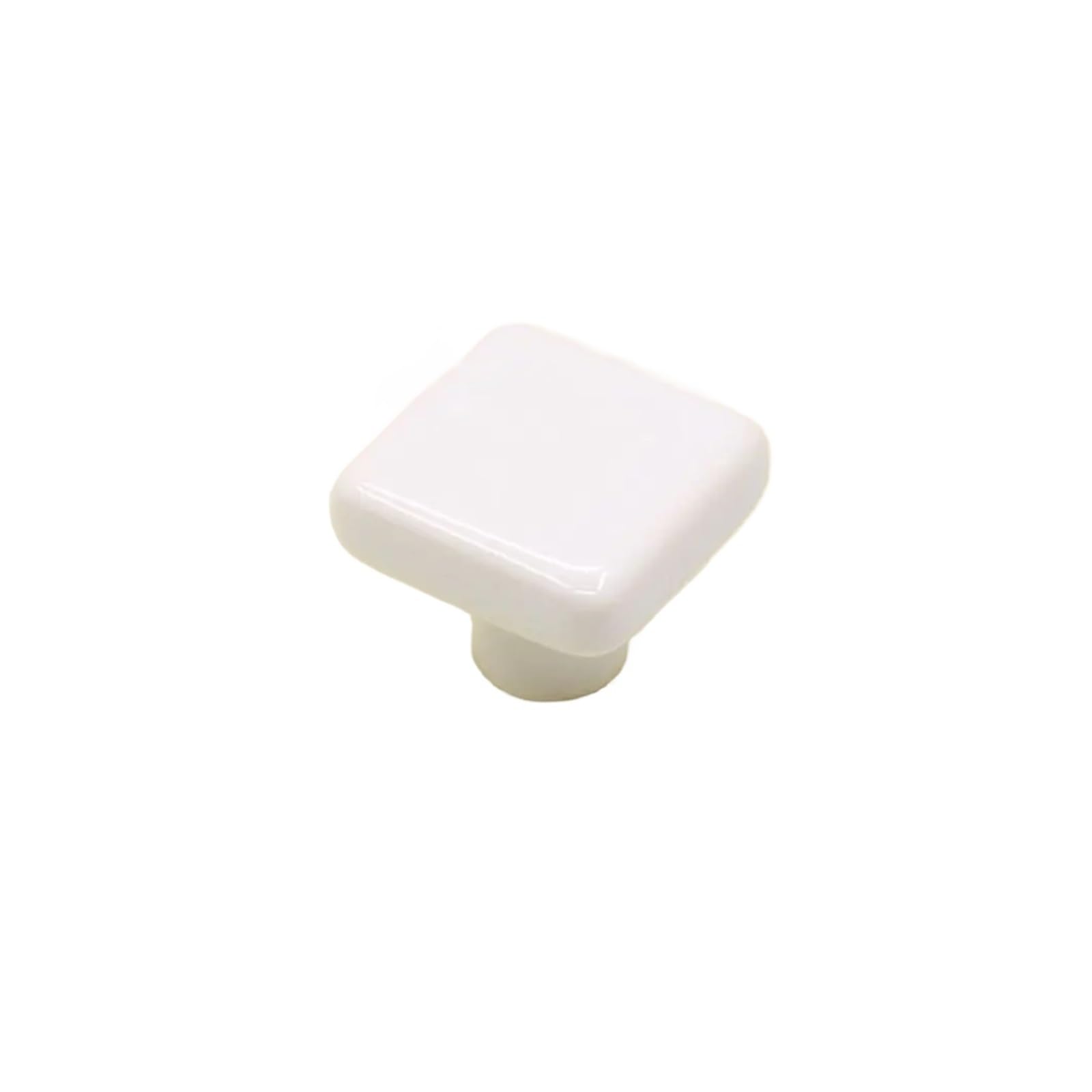Wonjoxel White Ceramic Door Knobs 4Pcs Simplicity Single Hole Colored Ceramic Knob Pull Handles Drawer Knobs Modern Square Cabinet Wardrobe(White)