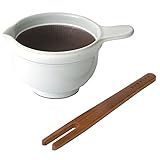 かもしか道具店 なっとうバチ ふつう まぜ棒つき 竹 納豆 納豆鉢 小鉢 萬古焼 日本製 (白)