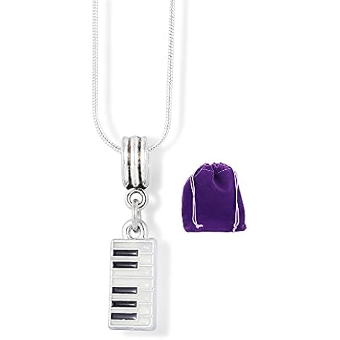 Piano Necklace - Elegant Stainless Steel Snake Chain with Metal Alloy Charm for Piano Keyboard Enthusiasts - Premium Piano Accessories for Musical Expression - Unique Piano Decor for Homes & Studios Cover