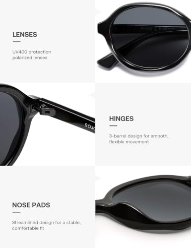 Image of SOJOS Trendy Polarized Oval Sunglasses for Women Men,Fashion Ovale Rounded Shades Fashion Wave Frame UV400 Protected SJ2697