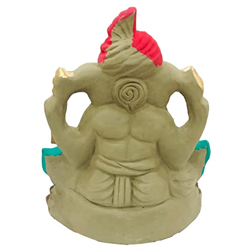Image of 12 Inches. Big Clay Ganesha Idol, Mitti Ganpati Statue for Visarjan at Home, Water Soluble Clay Idol for Ganesh Chaturthi (Natural)
