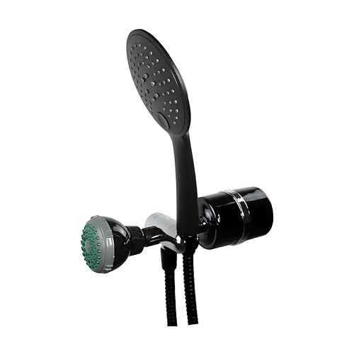 Crystal Quest Luxury 2-in-1 Handheld and Shower Head Combo Filter System - Black - BPA Free | 1.25-2.5 GPM | Reversible Cartridge | Great for Dechlorination